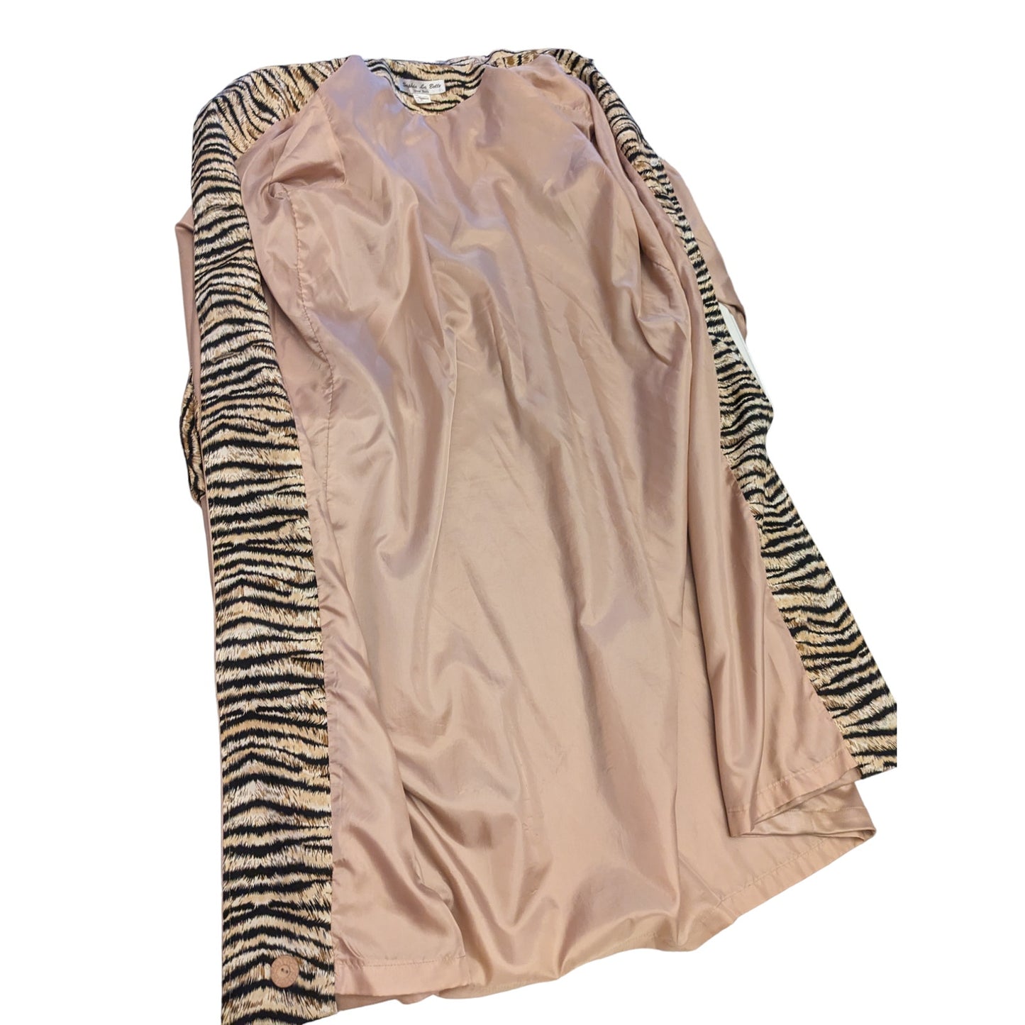 Vintage Sophia La Belle New York Trench Coat Womens L/XL Animal Print Collar