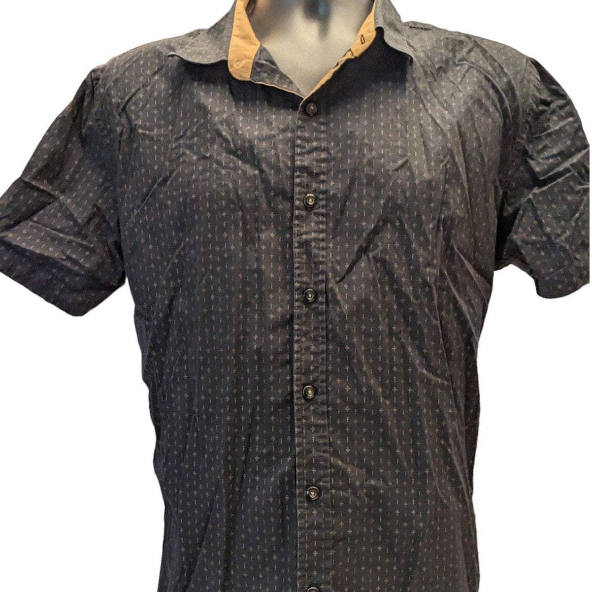 Franky Max Shirt Mens XL Short Sleeve Button Casual Collared Geometric Pattern