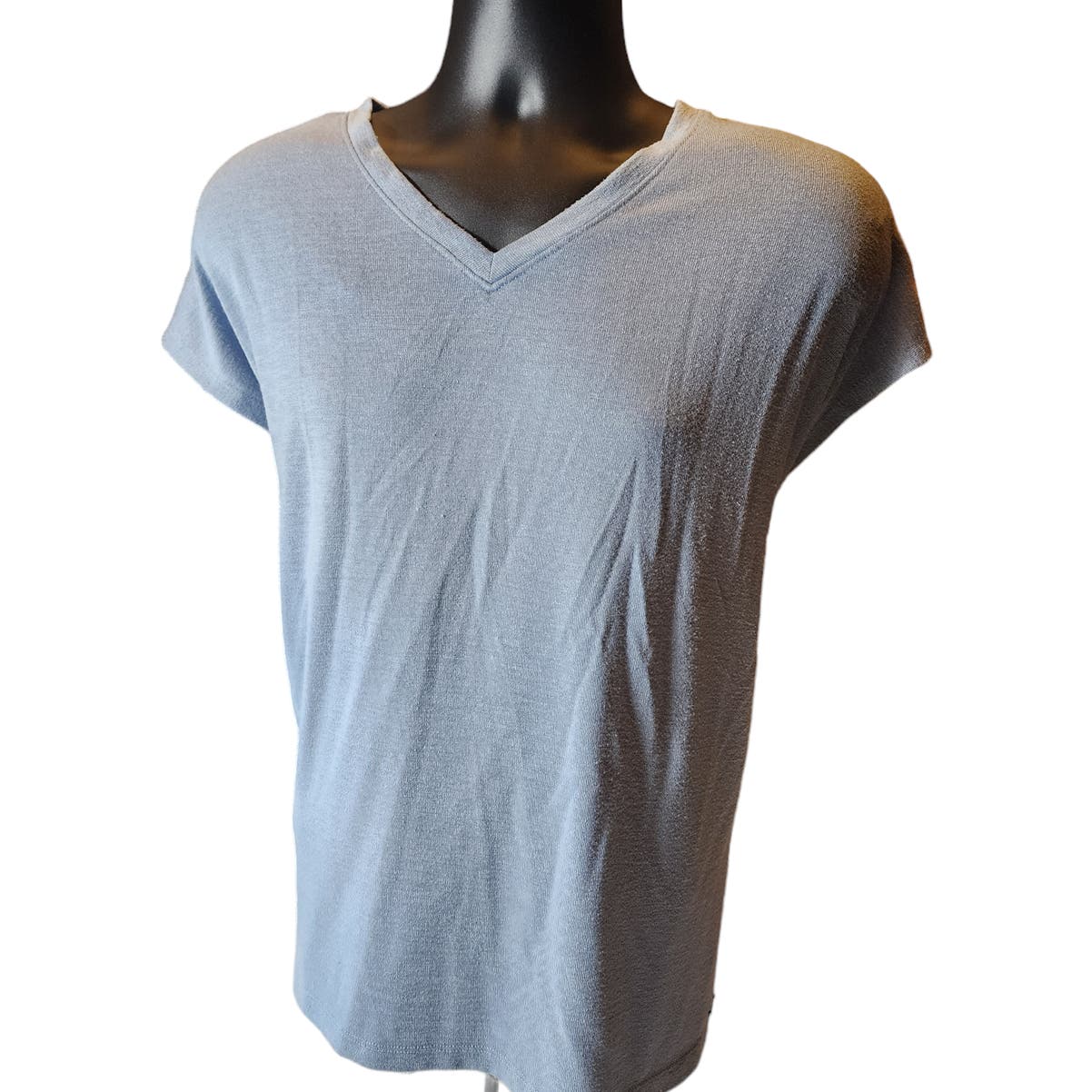 Orvis V Neck Shirt Mens Large Lightweight Casual Knit Blue Pullover