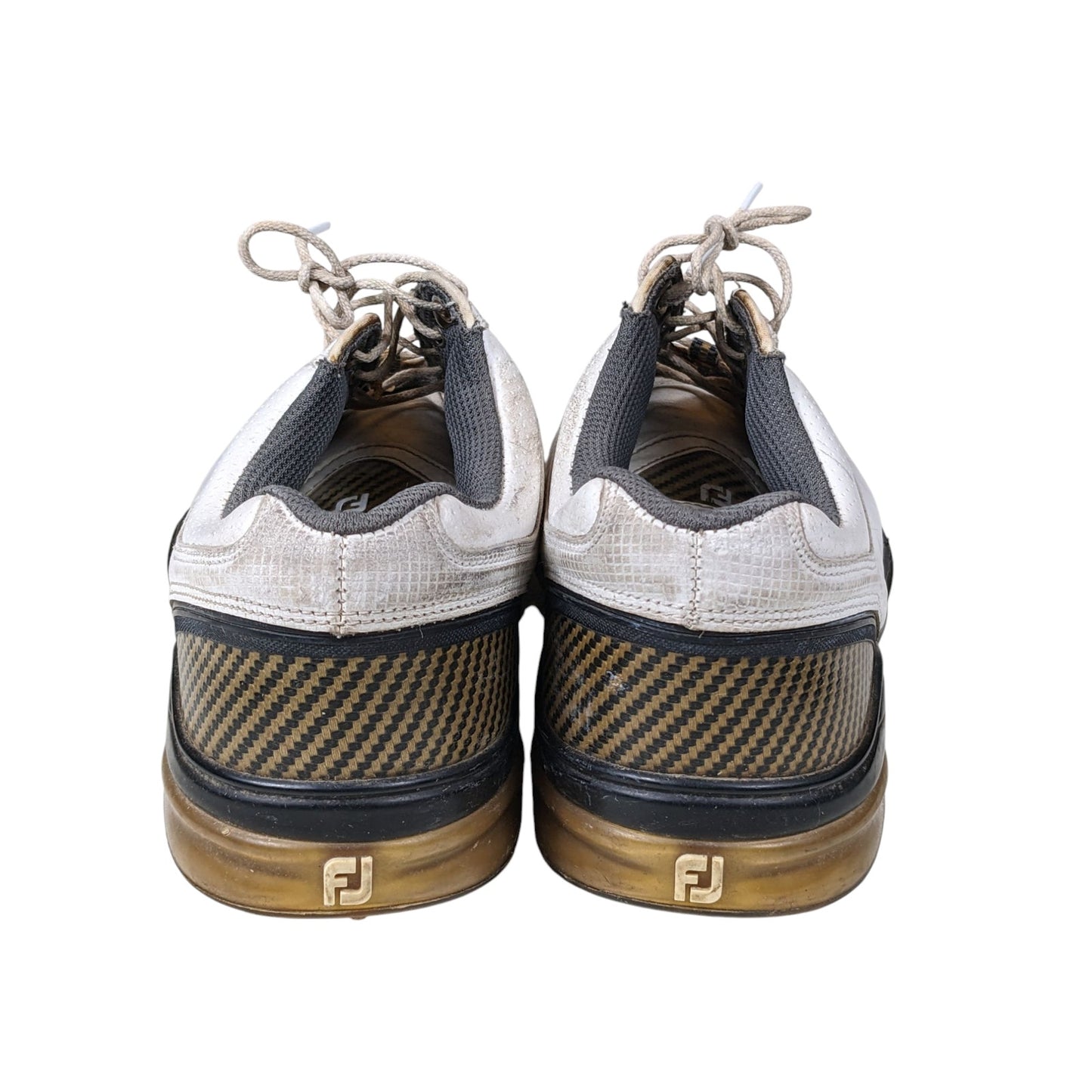 FootJoy Golf Shoes Mens 10W White Leather Classic Spiked Cleats Flex Zone 53163