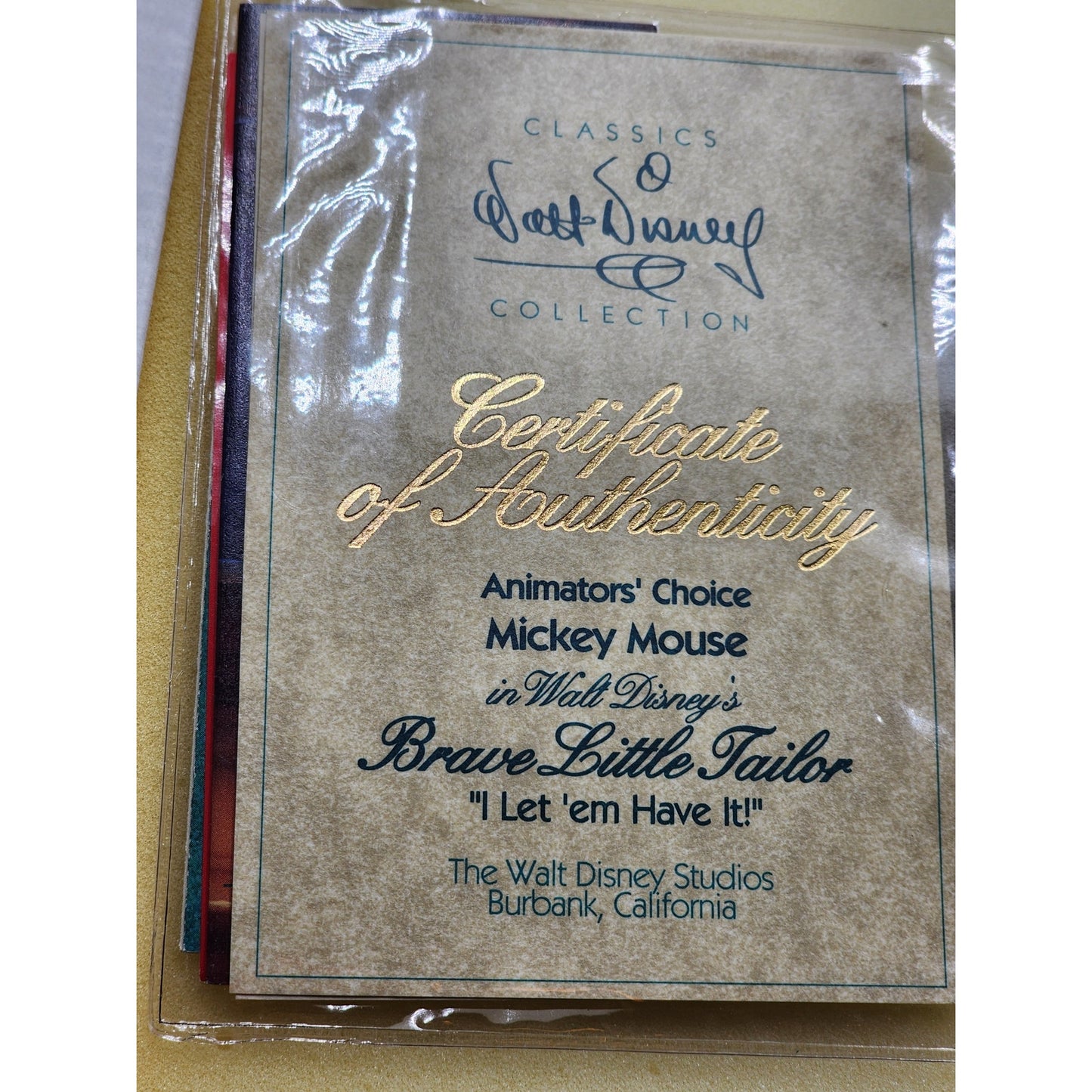 WDCC Mickey Mouse Brave Little Tailor I Let 'em Have It 1993 Members COA Box