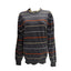 IZOD Sweater Womens XL Black Striped Crewneck Pullover Casual Knit Long Sleeve