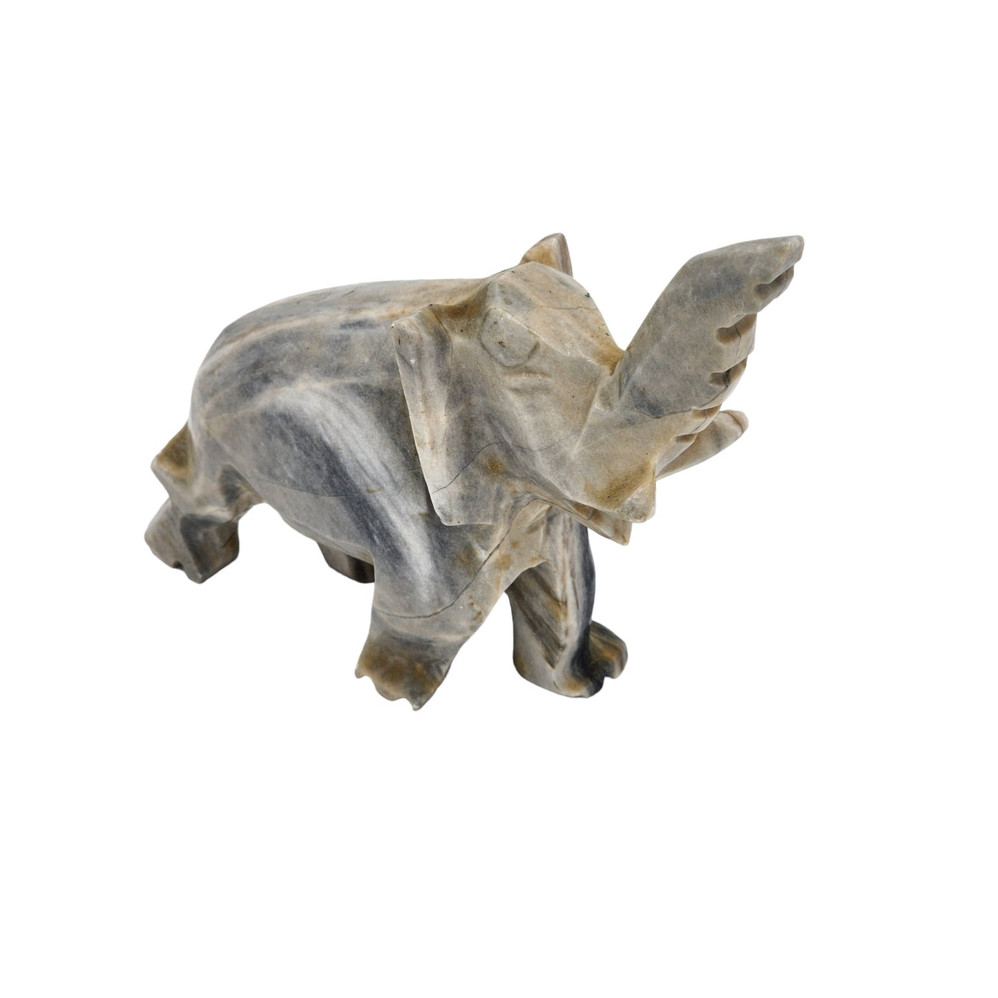 Stone Elephant Figurine Statue Gray Wildlife Shelf Ornament Safari Animal Art 6"