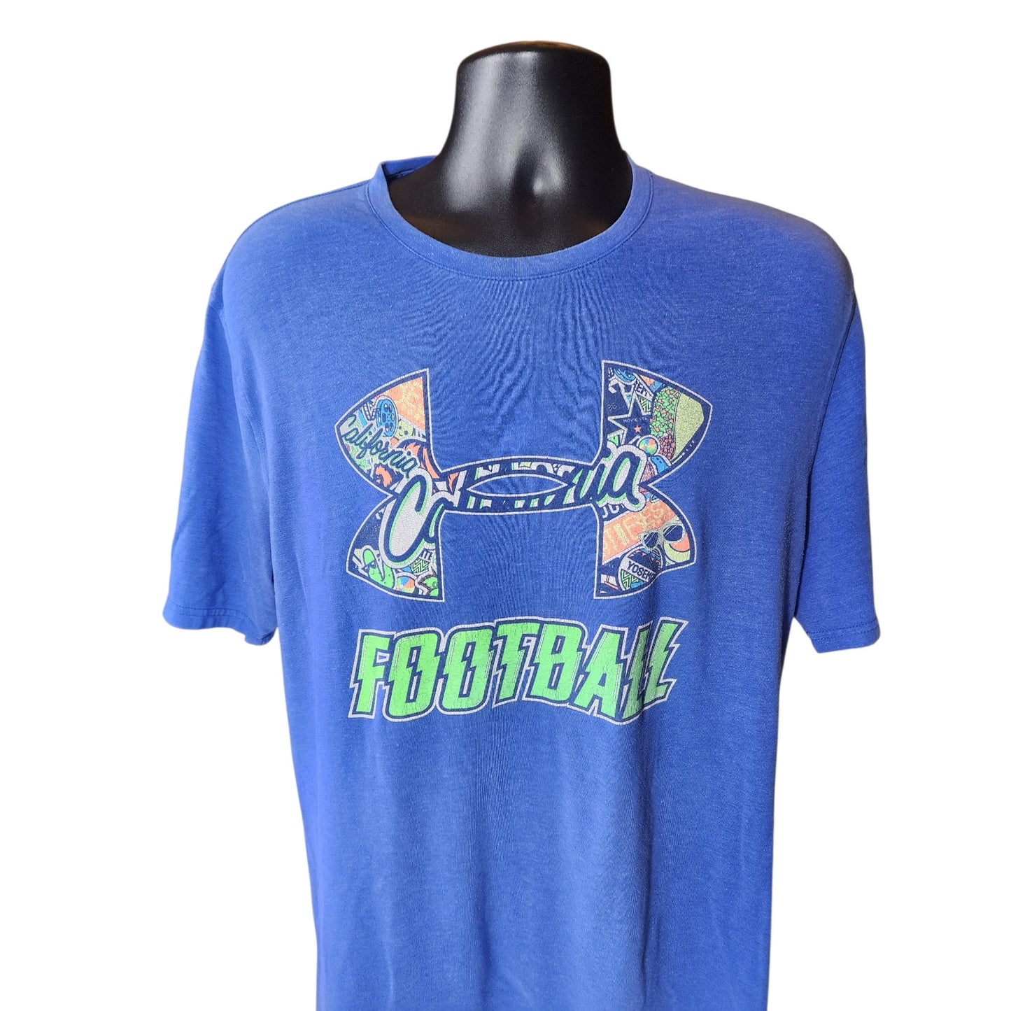 Under Armour Football T Shirt Medium Loose HeatGear Tee California Map Graphic