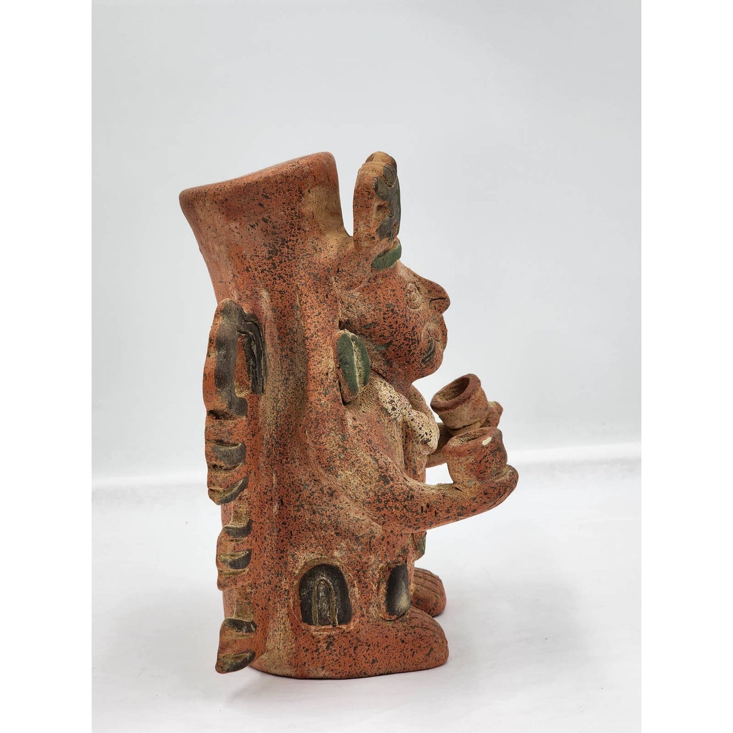 Vintage Mexican Folk Art Sculpture Aztec Style Statue Southwestern Style Art 9"