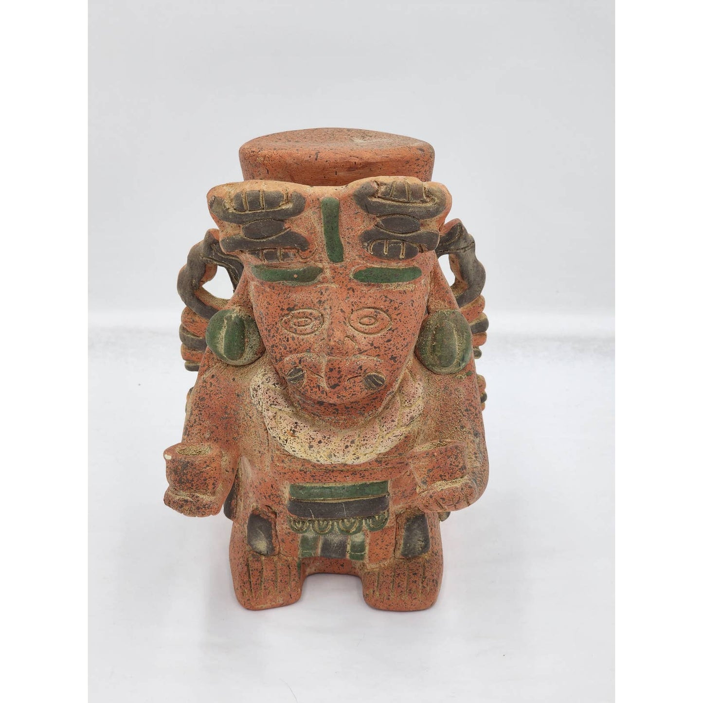 Vintage Mexican Folk Art Sculpture Aztec Style Statue Southwestern Style Art 9"