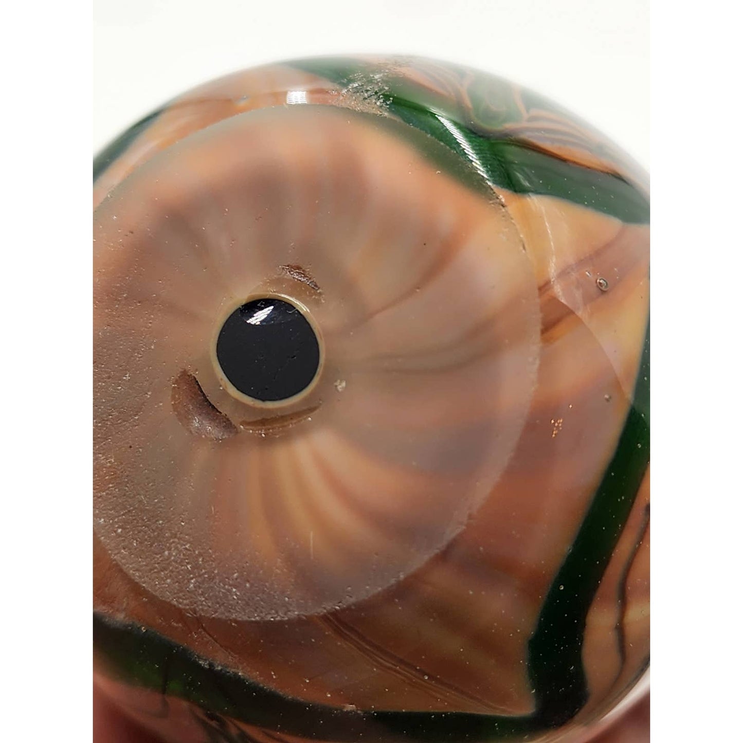 Paperweight Art Glass Emerald Green Swirl Vintage Collectible Home Office Decor