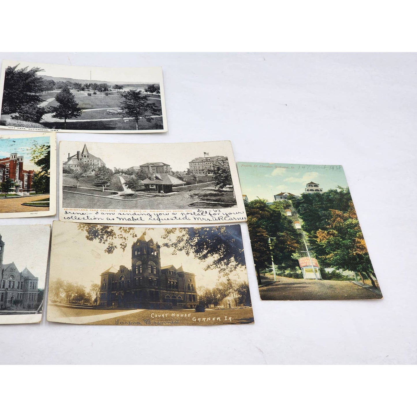 c1907 PostCard Lot Iowa Garner Elevator Dubuque Mason City Guttenberg Highland