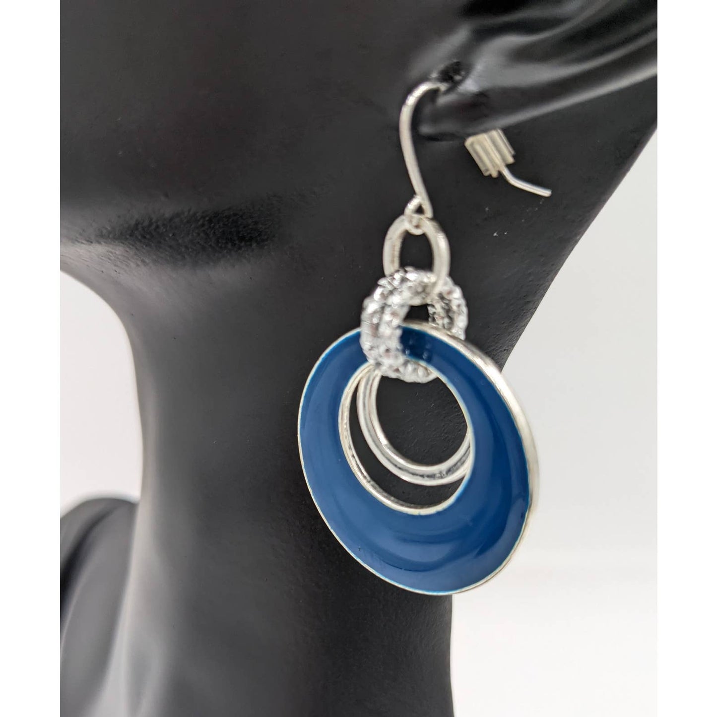 Double Circle Dangle Earrings Women Blue Fashion Elegant Classy Fashion Jewelry