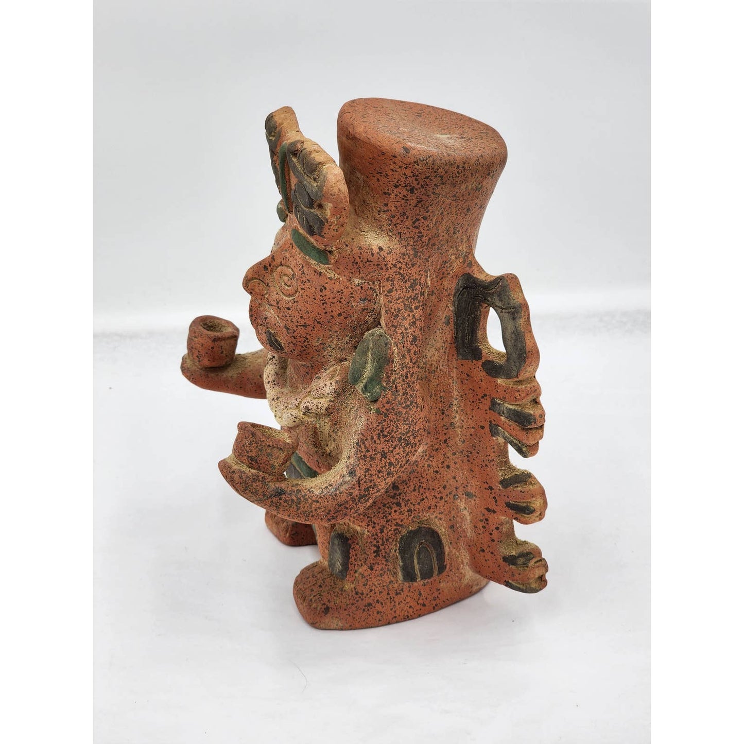 Vintage Mexican Folk Art Sculpture Aztec Style Statue Southwestern Style Art 9"