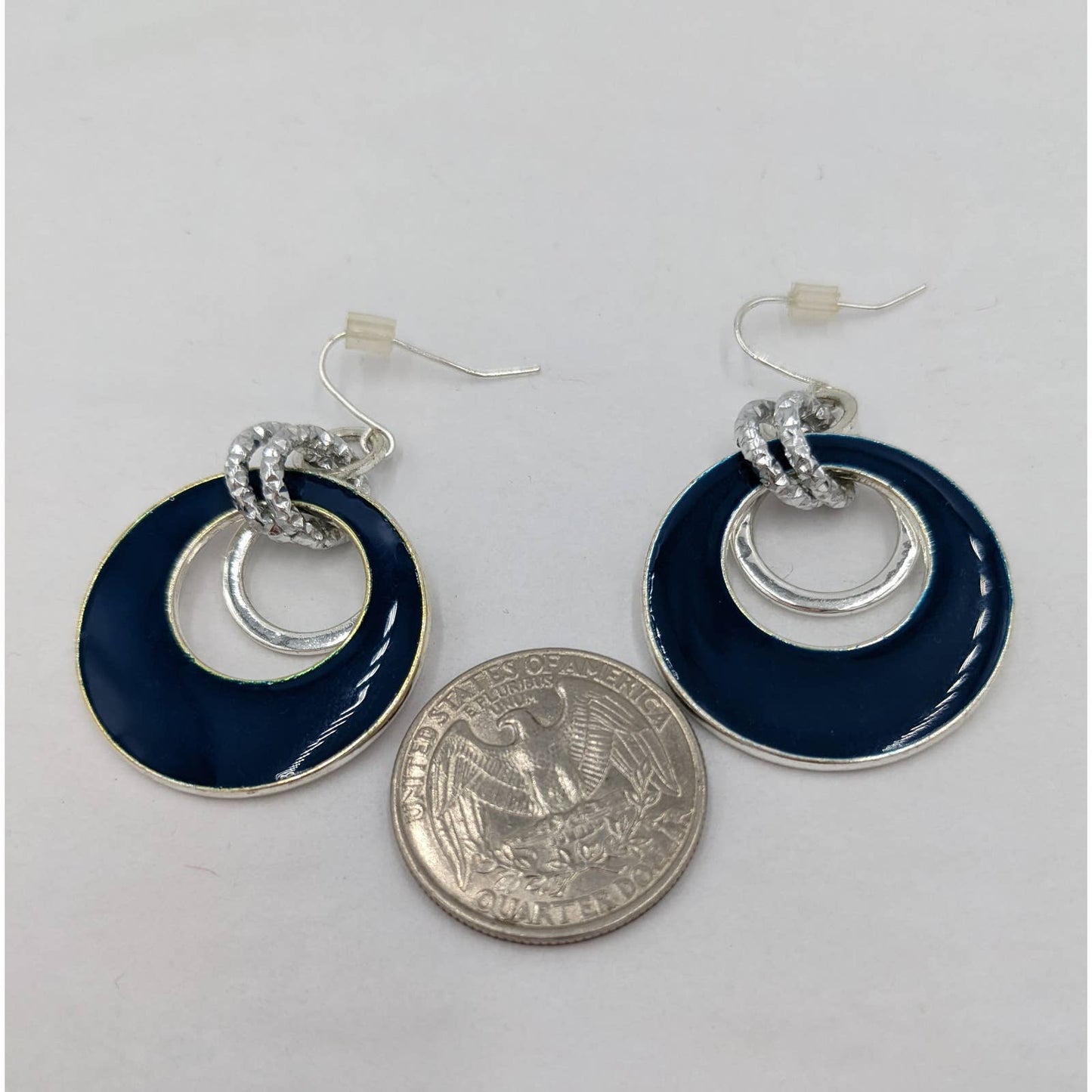 Double Circle Dangle Earrings Women Blue Fashion Elegant Classy Fashion Jewelry
