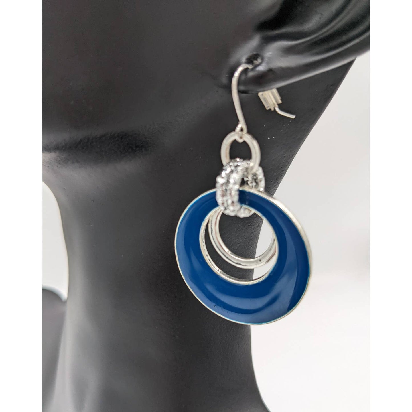 Double Circle Dangle Earrings Women Blue Fashion Elegant Classy Fashion Jewelry