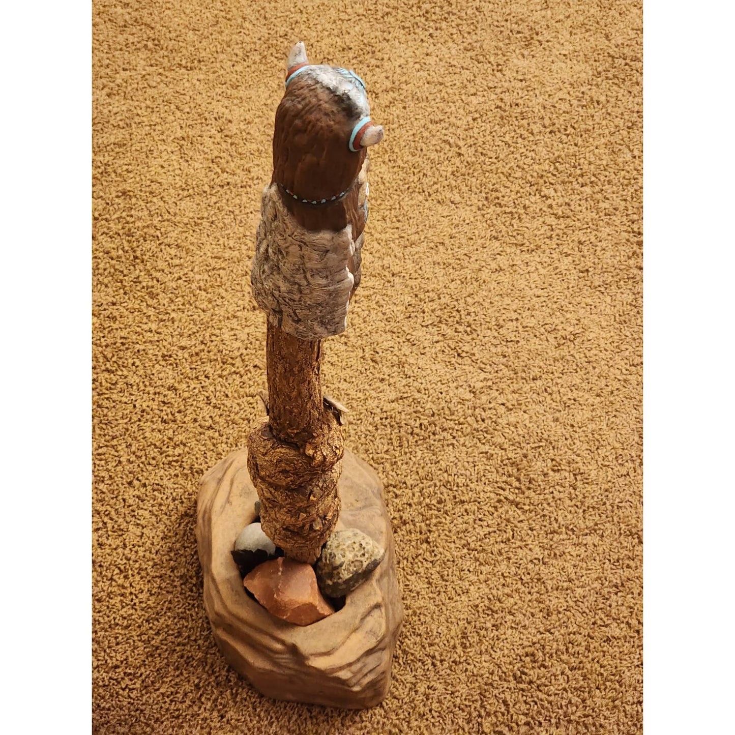 Totem Pole Native American Southwestern Style Large Figurine Wood Rock Decor 39"