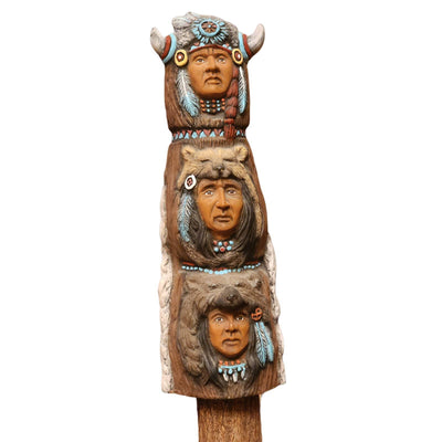 Totem Pole Native American Southwestern Style Large Figurine Wood Rock Decor 39"