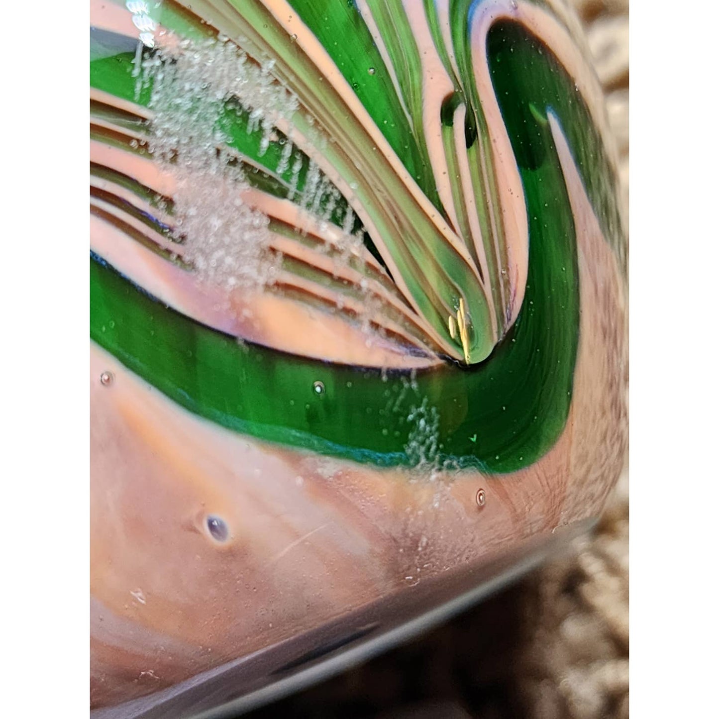 Paperweight Art Glass Emerald Green Swirl Vintage Collectible Home Office Decor