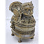Old Jewelry Box Bronze India Art Hinged Footed Storage Trinket Hindu Kamdhenu
