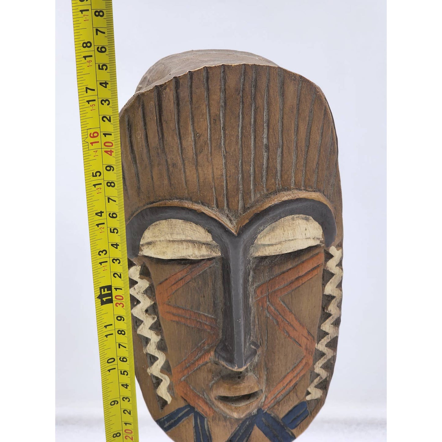 African Mask Lucite Stand Tribal Display Home Decor Art Oblong Oval Standing 17"