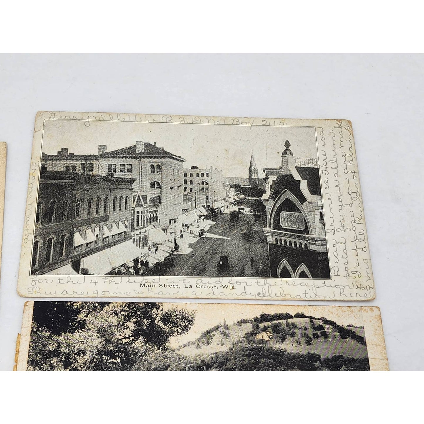 Antique Postcards c1907 Main Street La Crosse Wisconsin Lake Como Post Office