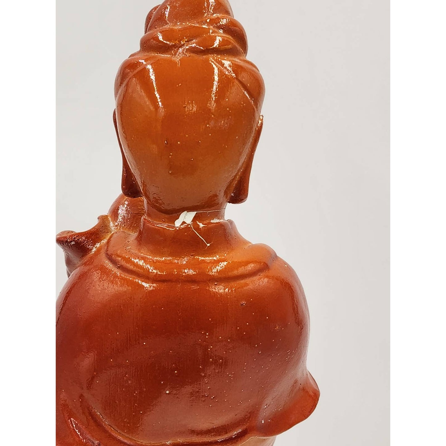 Guan Yin Goddess Statue Orange Bodhisattva Lotus Flower Deity Asian Buddhism 19"