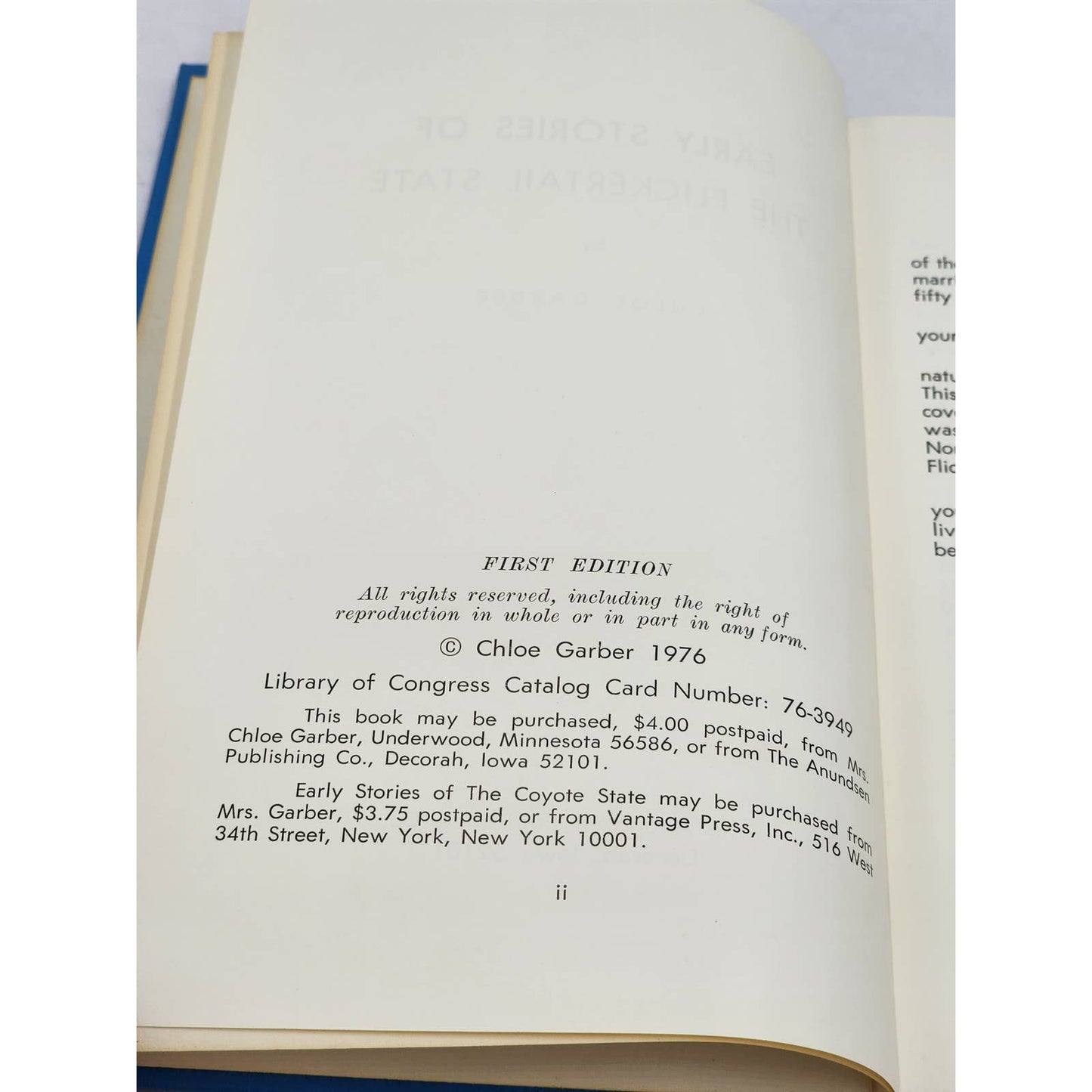 Early Stories Of The Flickertail State By Chloe Garber First Edition 1976