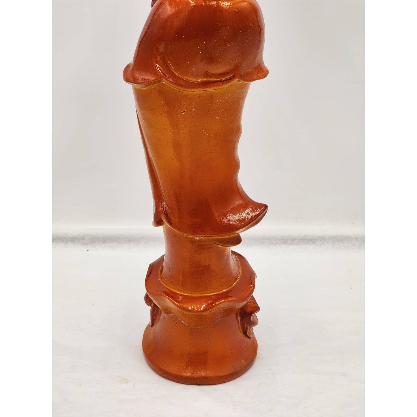 Guan Yin Goddess Statue Orange Bodhisattva Lotus Flower Deity Asian Buddhism 19"