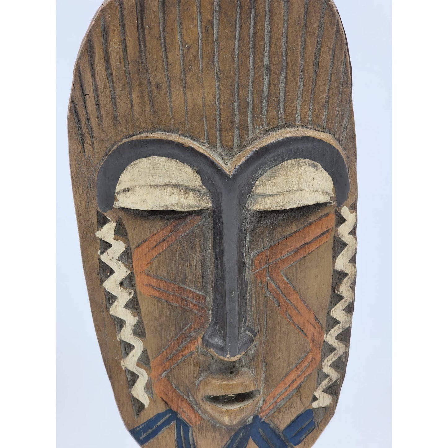 African Mask Lucite Stand Tribal Display Home Decor Art Oblong Oval Standing 17"