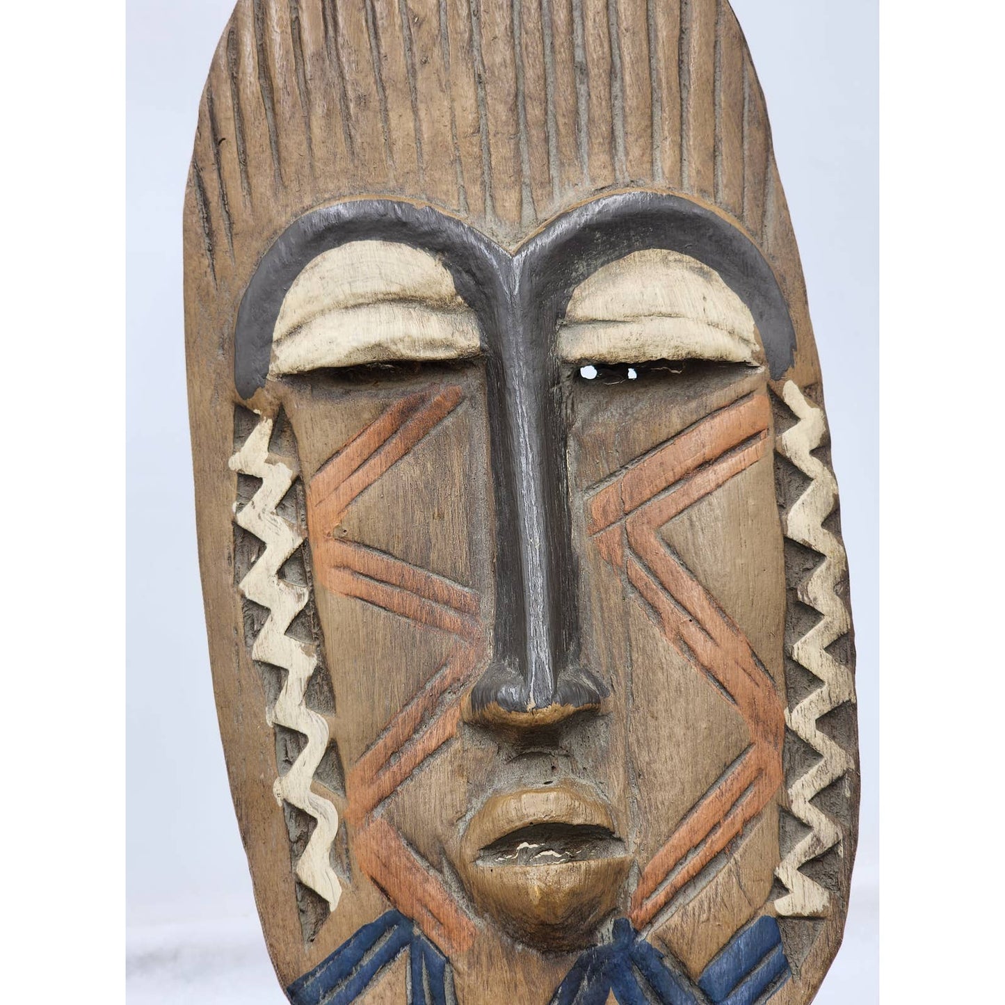 African Mask Lucite Stand Tribal Display Home Decor Art Oblong Oval Standing 17"