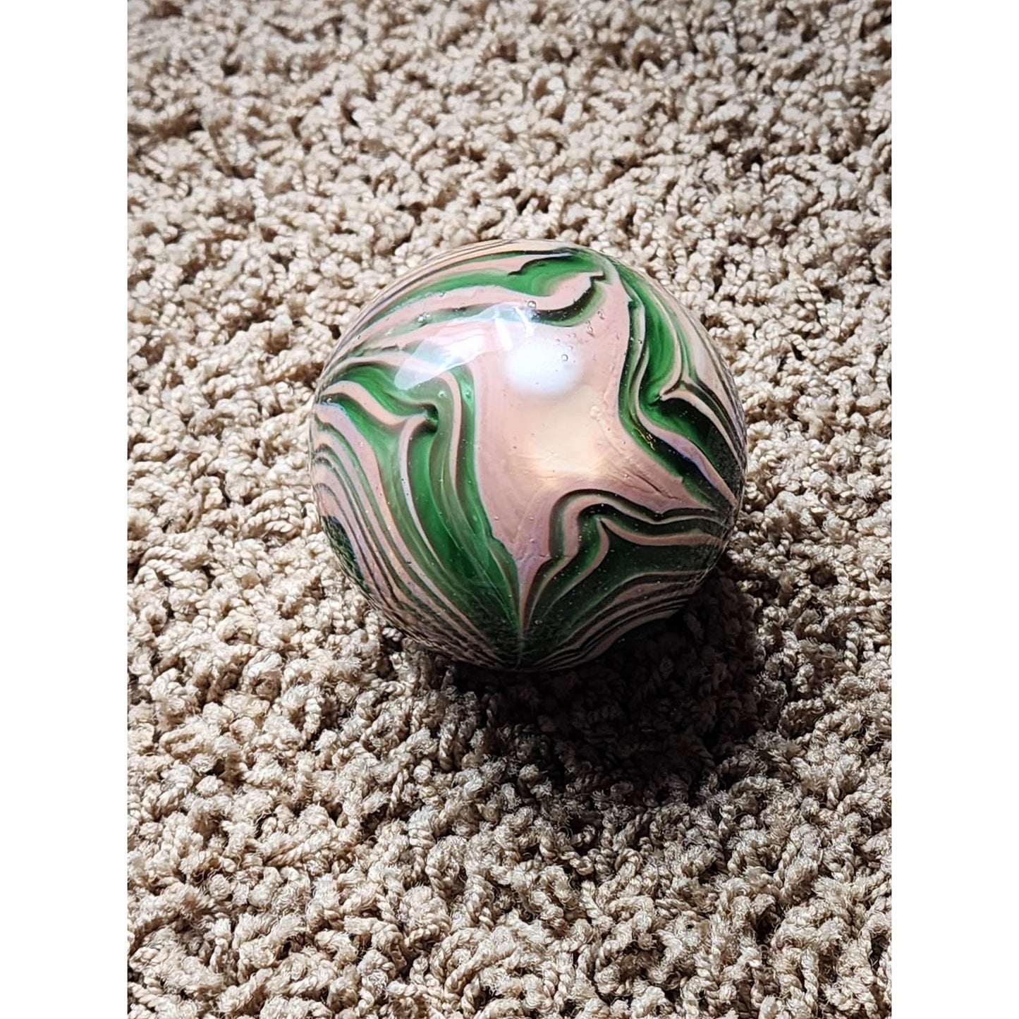 Paperweight Art Glass Emerald Green Swirl Vintage Collectible Home Office Decor