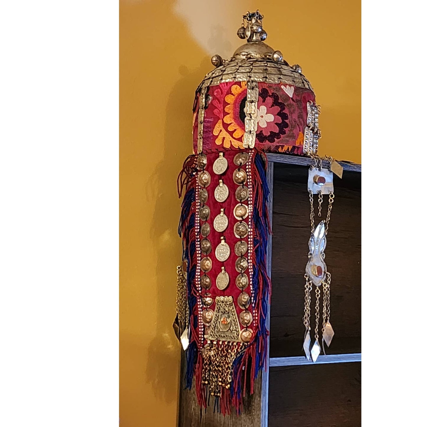 Vintage Bride Headdress Tribal Wedding Pendant Tassels Ceremony Asian Boho 24"