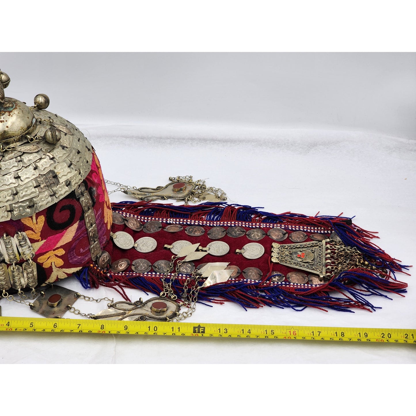 Vintage Bride Headdress Tribal Wedding Pendant Tassels Ceremony Asian Boho 24"