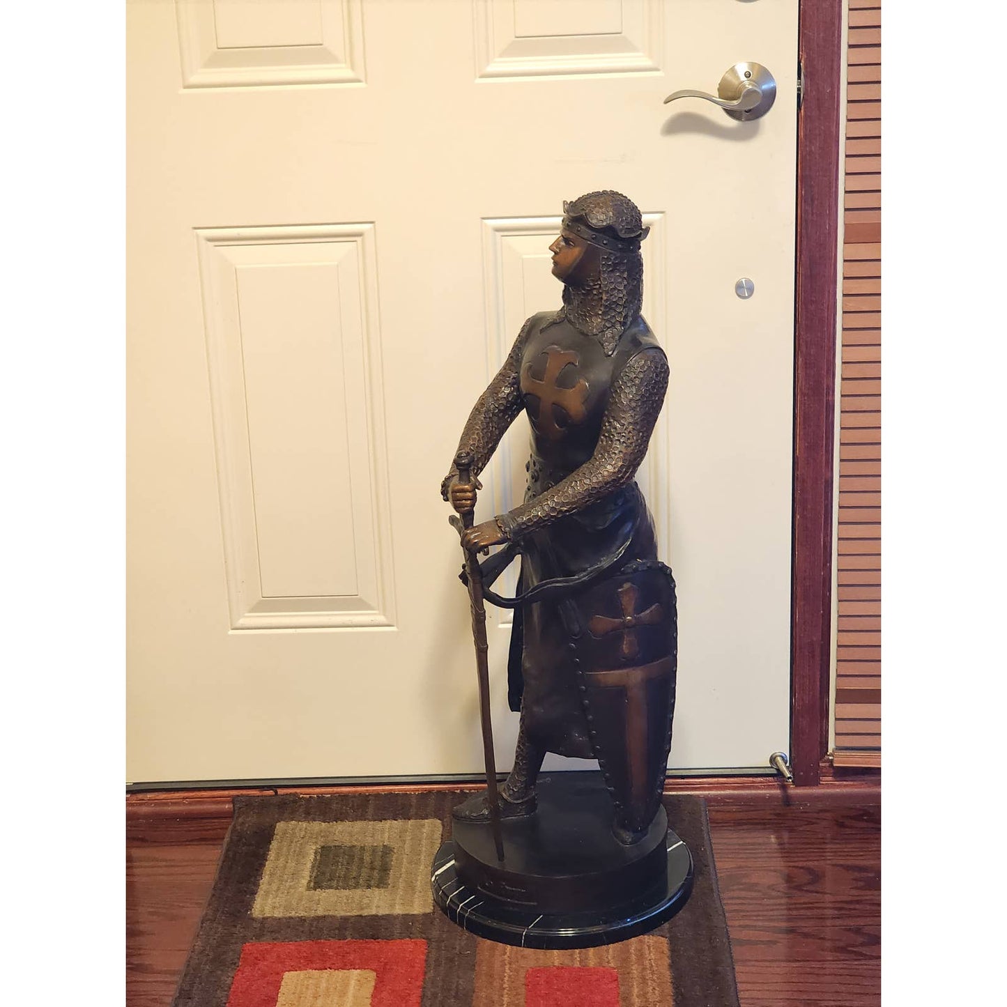 Knights Templar Crusader Bronze Sculpture Signed Giancarlo Le Preur Medieval 34"