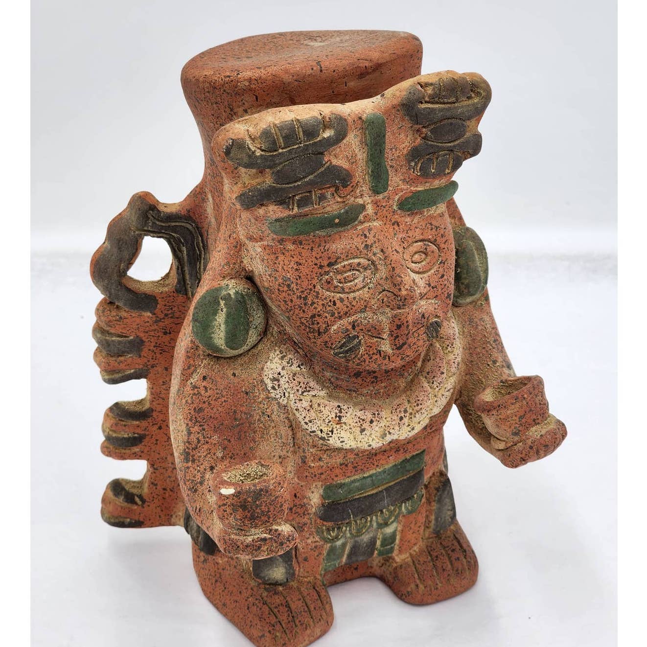 Vintage Mexican Folk Art Sculpture Aztec Style Statue Southwestern Style Art 9"