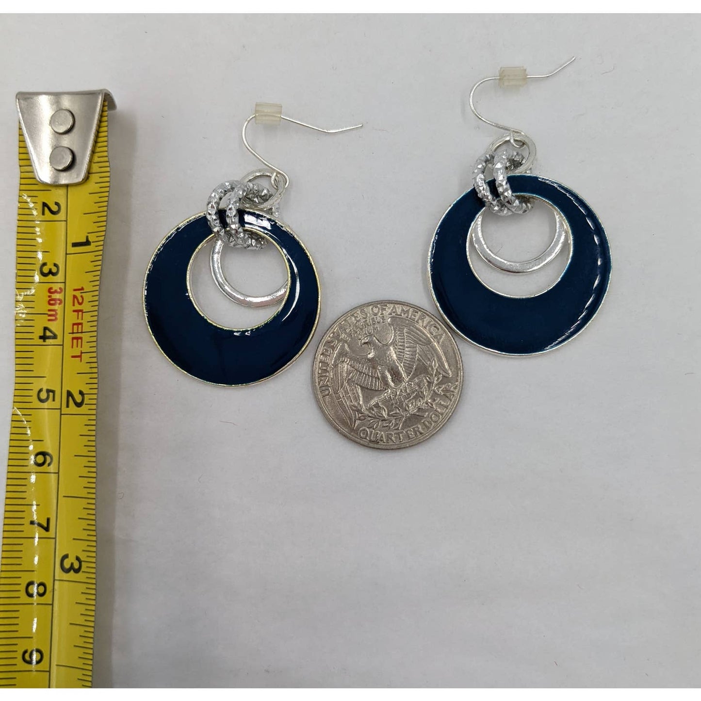 Double Circle Dangle Earrings Women Blue Fashion Elegant Classy Fashion Jewelry