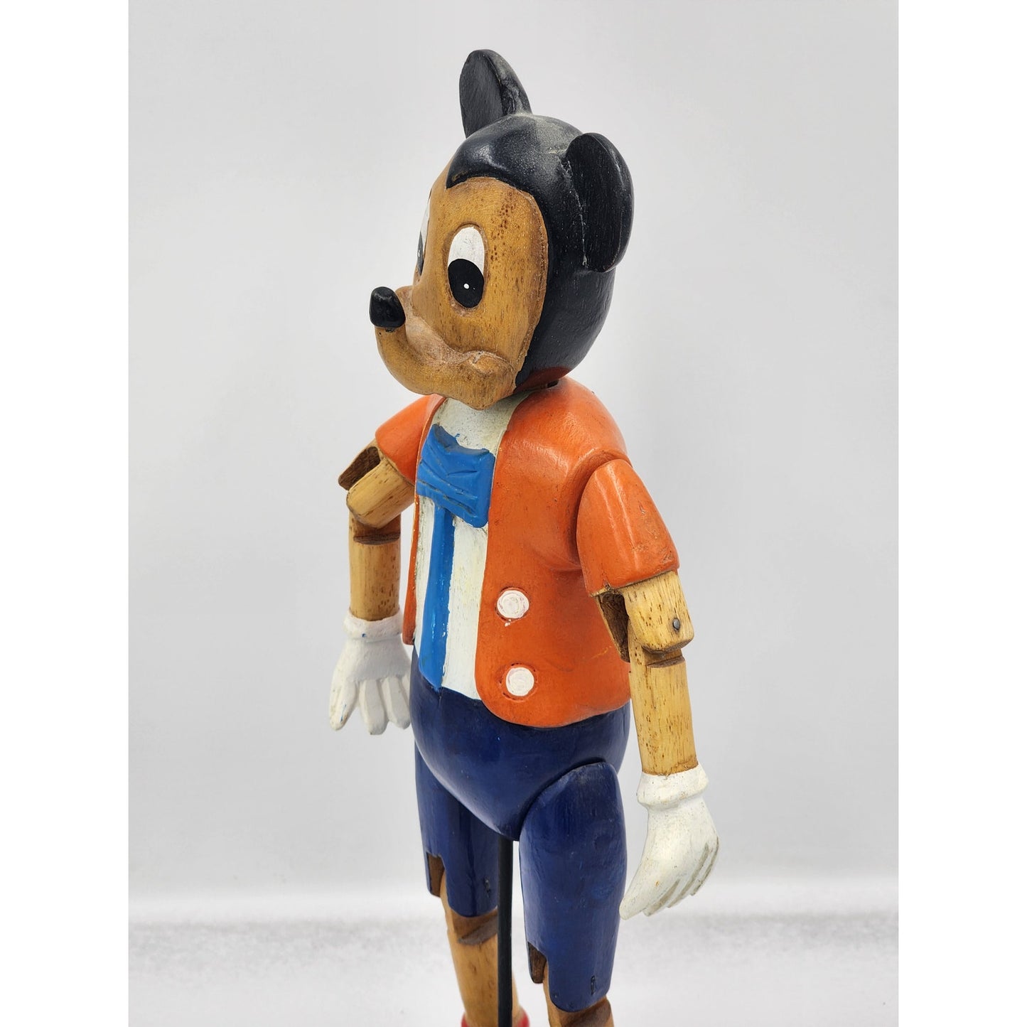 Rare Disney Mickey Mouse Marionette Puppet On Stand Vintage Collectible Wood 17"