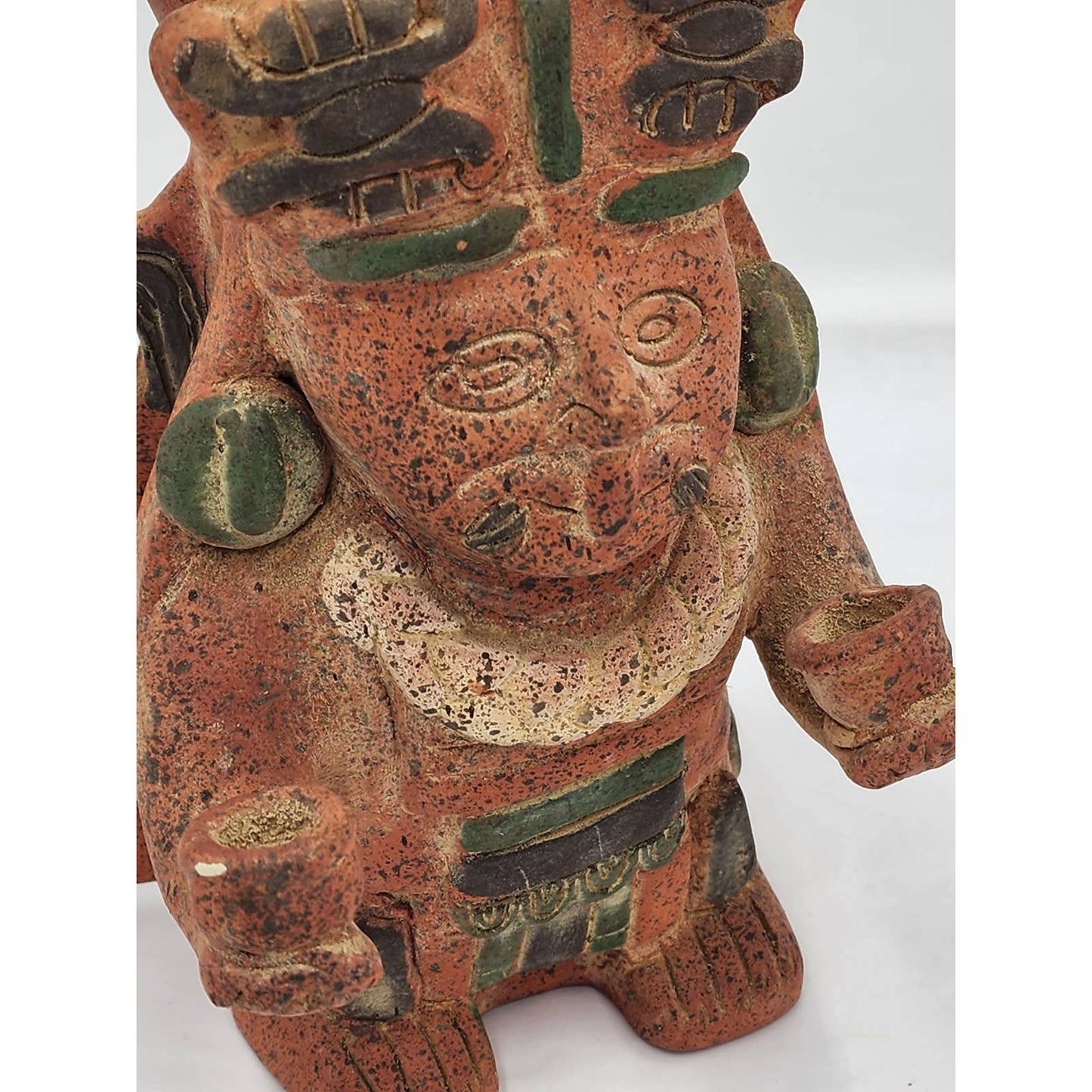 Vintage Mexican Folk Art Sculpture Aztec Style Statue Southwestern Style Art 9"