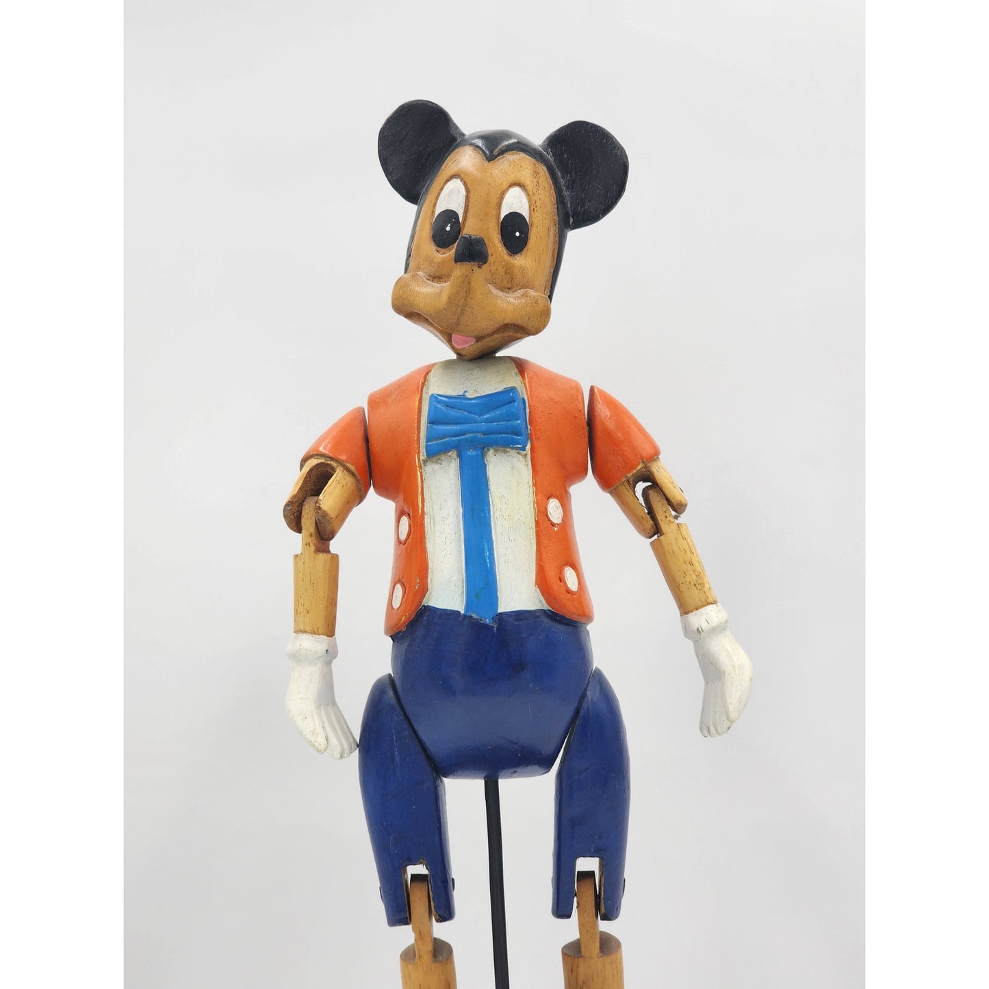 Rare Disney Mickey Mouse Marionette Puppet On Stand Vintage Collectible Wood 17"