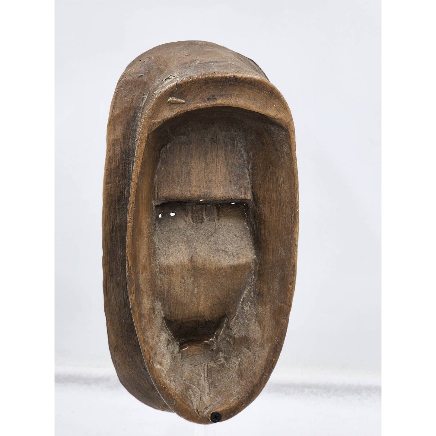 African Mask Lucite Stand Tribal Display Home Decor Art Oblong Oval Standing 17"