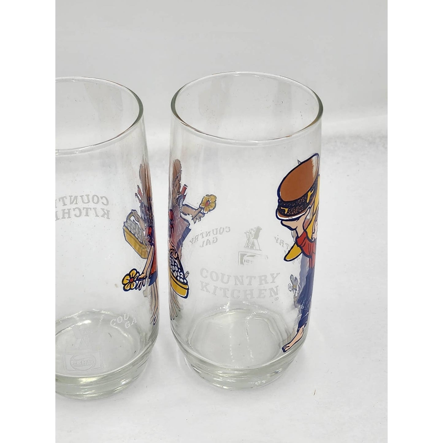 Vintage Pepsi Country Kitchen Set 4 Country Gal Country Boy Drinking Glasses
