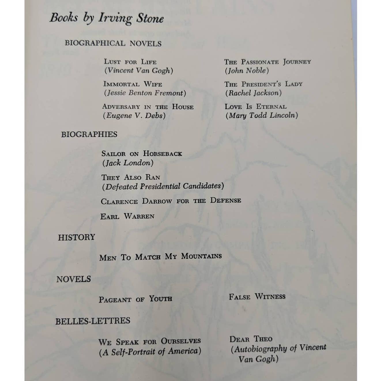 Mainstream Of America Series: Men To Match My Mountains By Irving Stone 1956