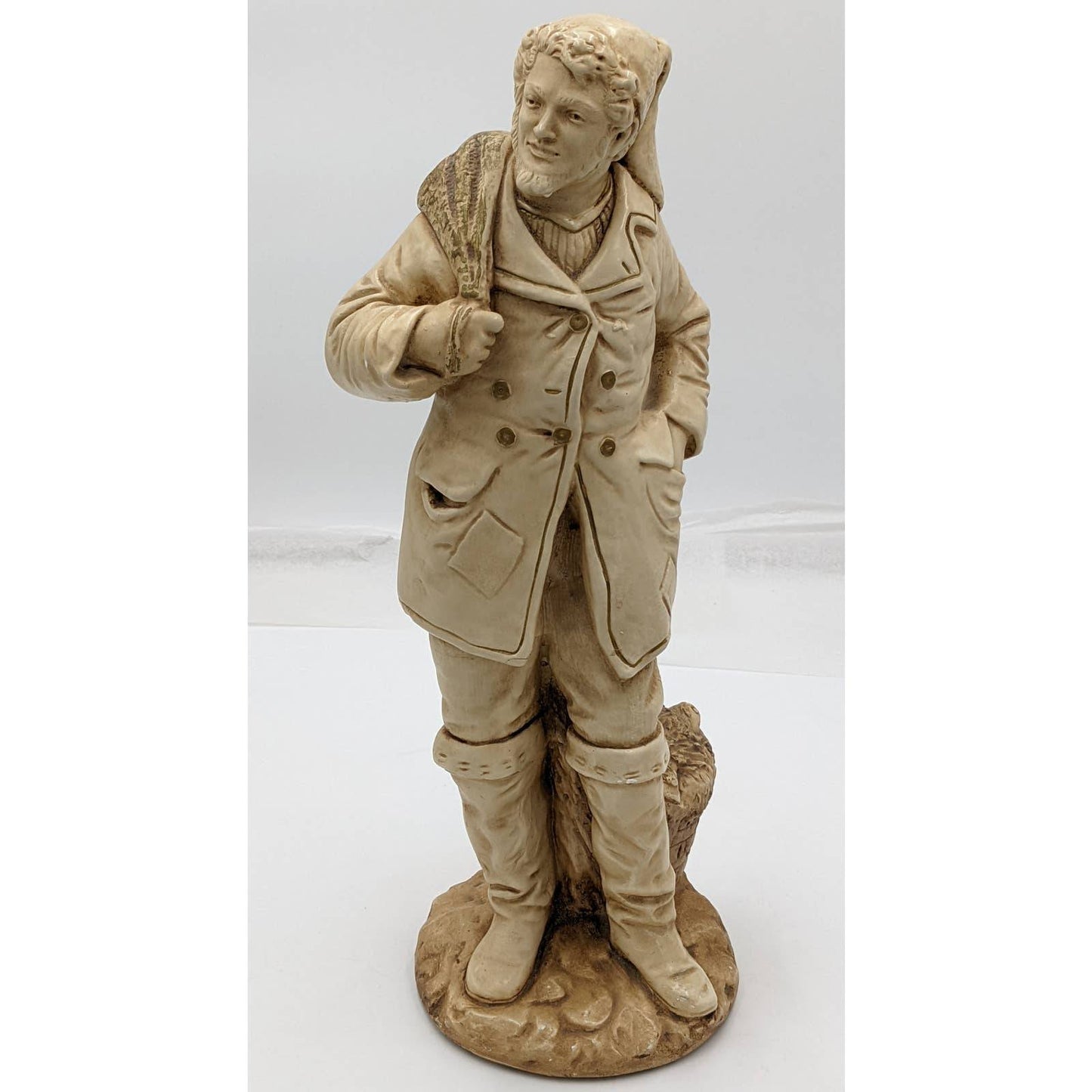 Vintage Marwal Ind Inc Chalkware Fisherman Couple Sculpture 18" Tall