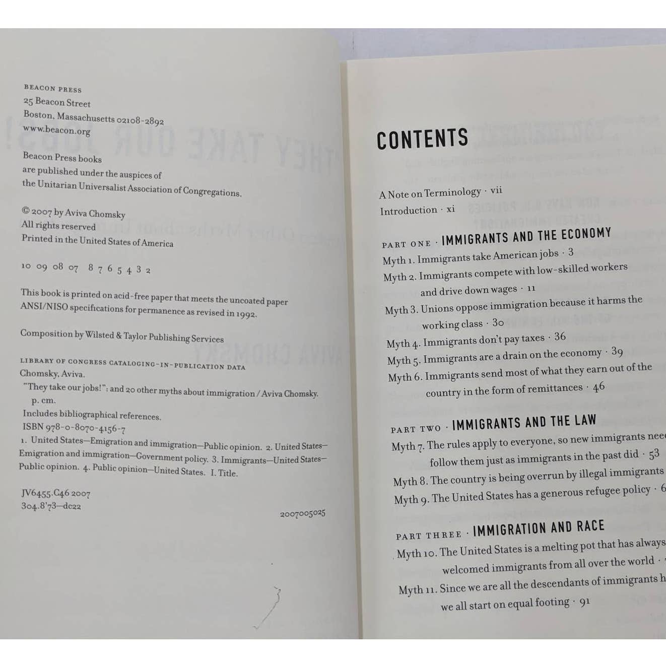 They Take Our Jobs And 20 Other Myths About Immigration 2007 By Aviva Chomsky