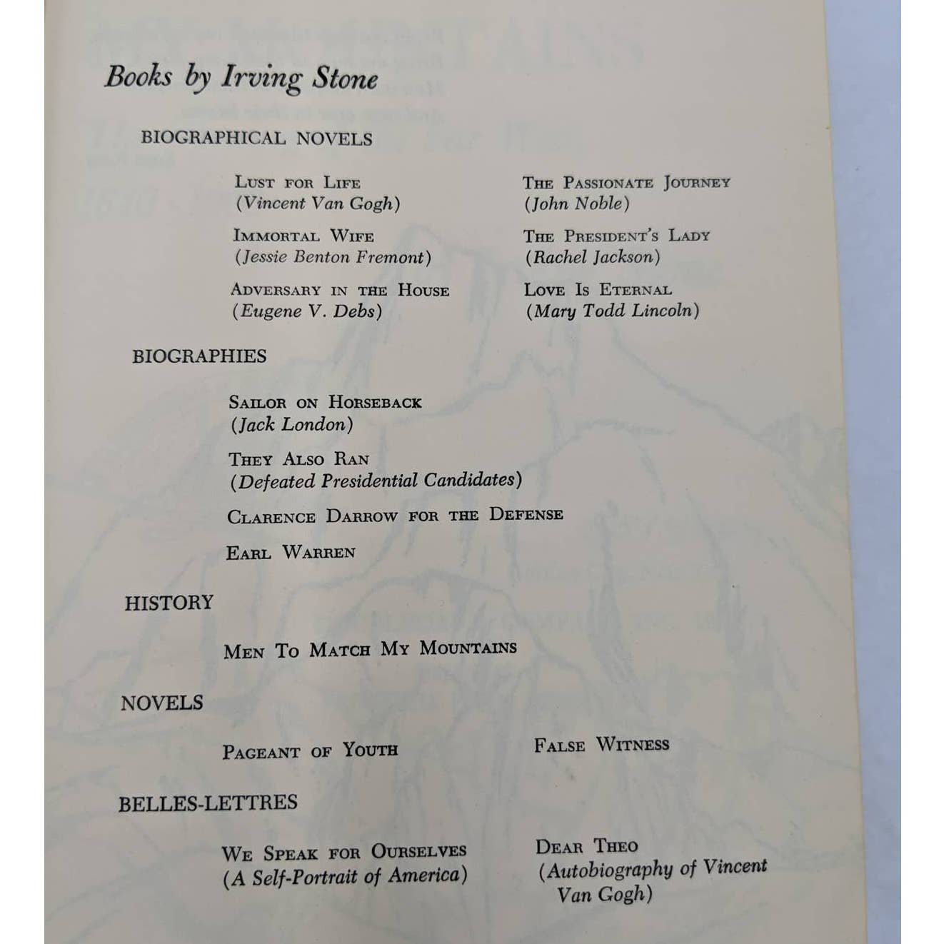 Mainstream Of America Series: Men To Match My Mountains By Irving Stone 1956