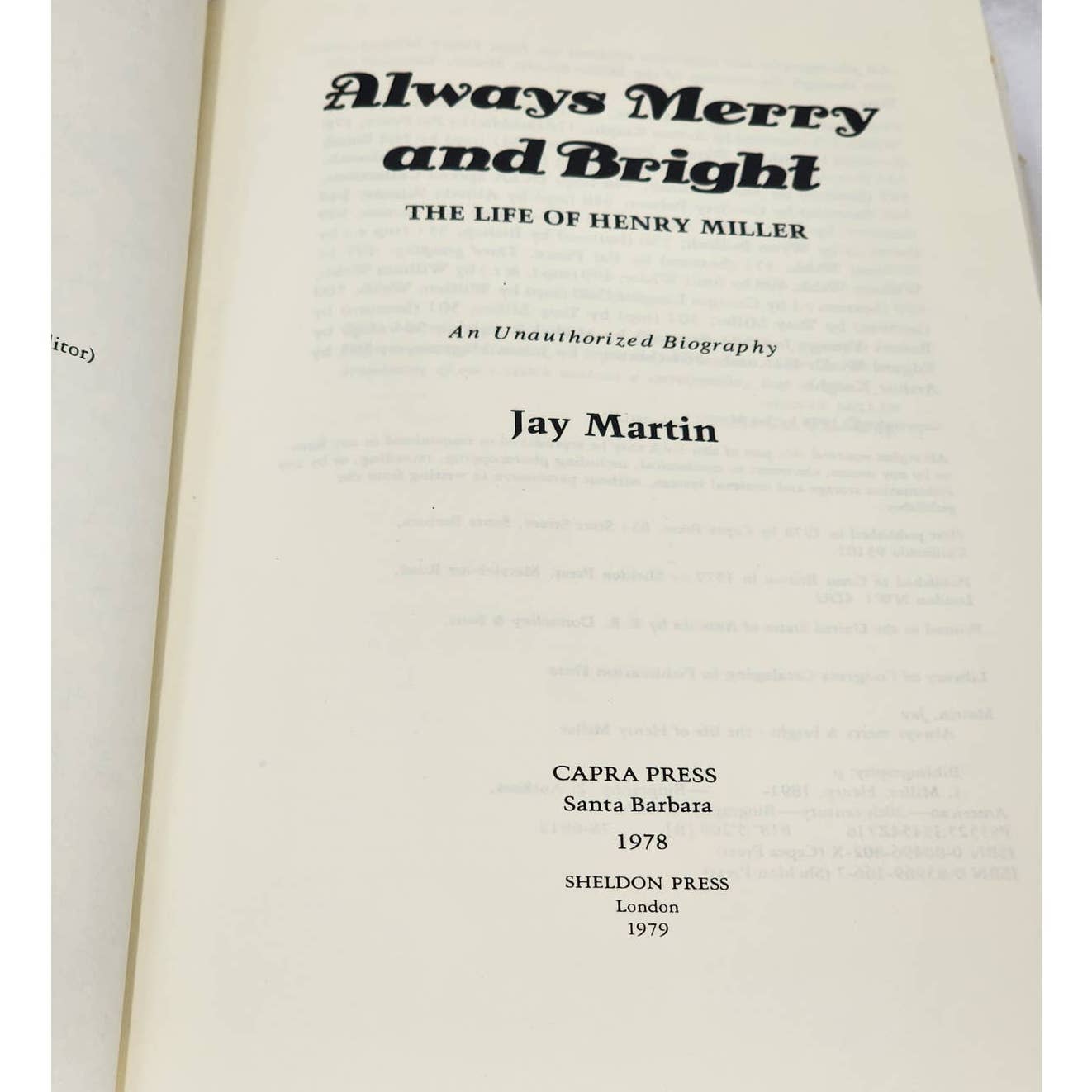 Always Merry and Bright Life of Henry Miller By Jay Martin Biography Vintage
