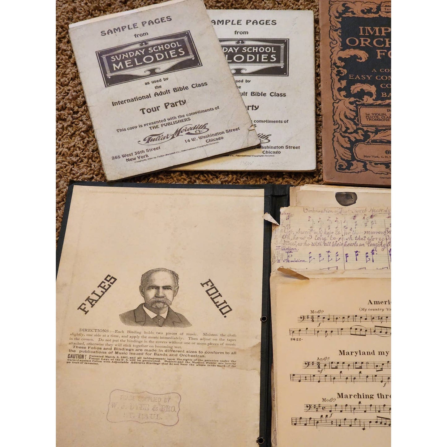 Fales Folio 1887 Binder Sheet Music And Imperial Orchestra Folio Antique Lot