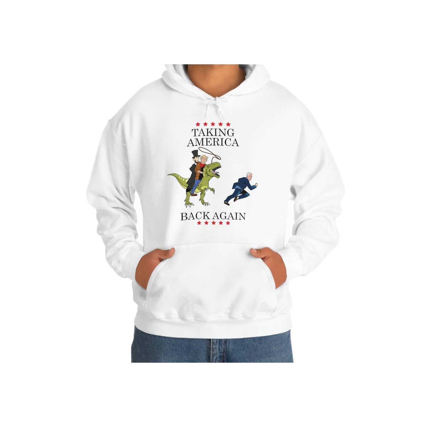 Trump Lincoln Taking America Back Again Unisex Hooded Sweatshirt Riding Dinosaur