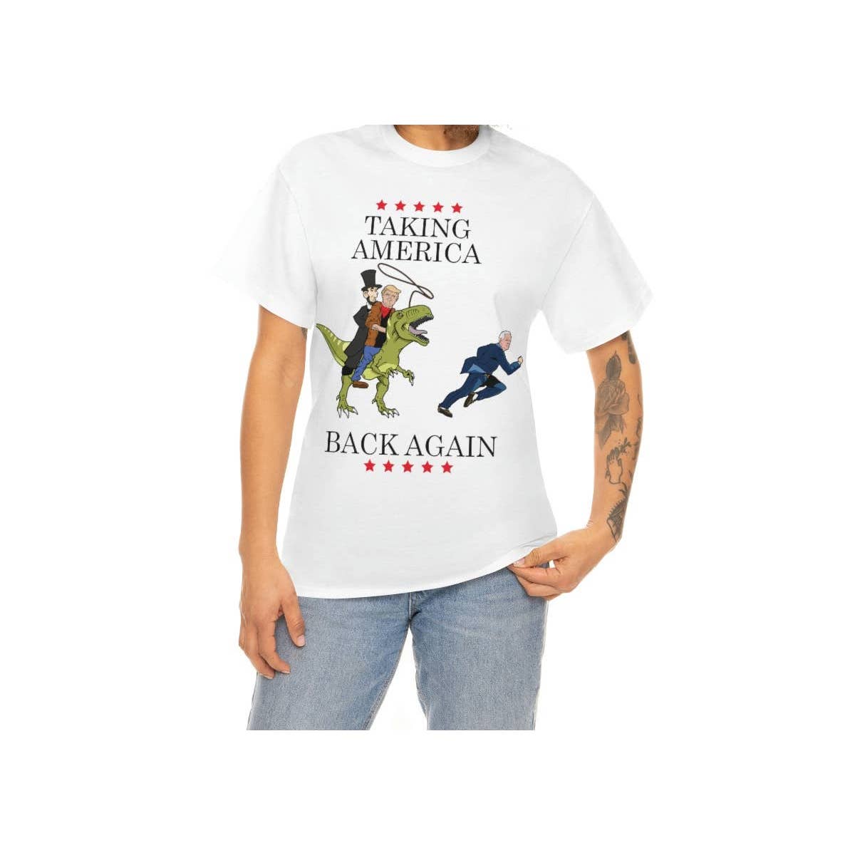 Trump Lincoln Taking America Back Again Unisex Tshirt Riding Dinosaur Run Biden