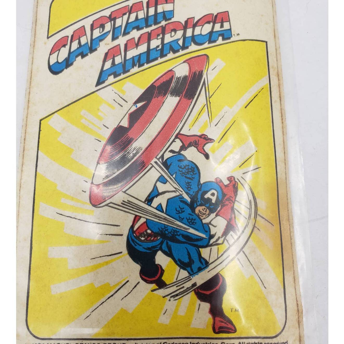 Vintage Captain America 1979 Marvel Sticker Throwing Shield Superheroes 3x4