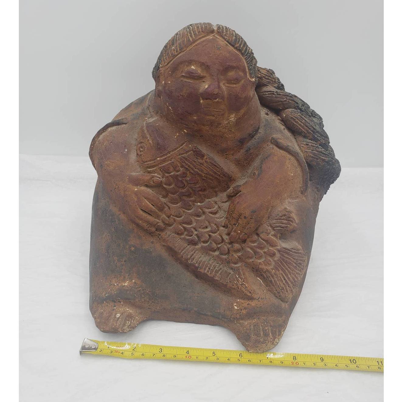 Primitive Aztec Style Rare Statue Mexican Folk Art Abuela Central America 11"