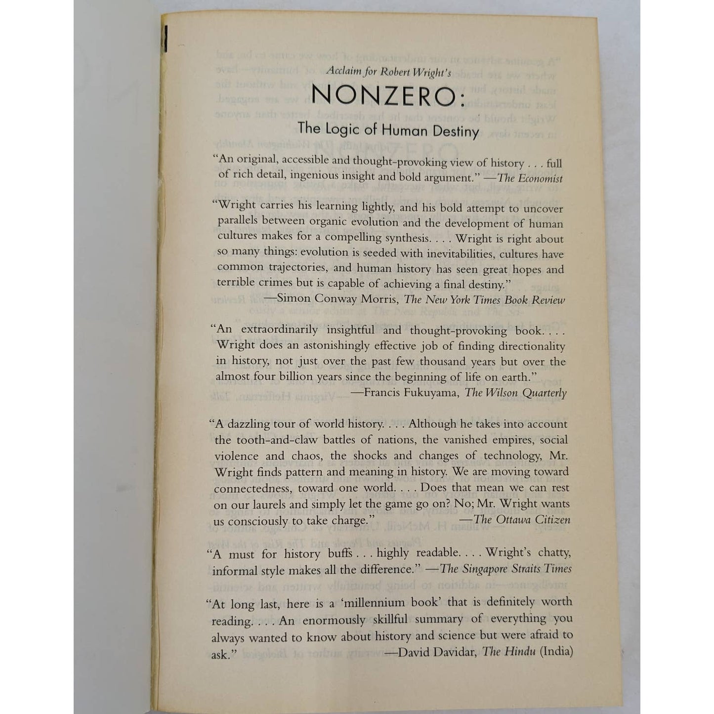 Nonzero The Logic Of Human Destiny Paperback By Robert Wright