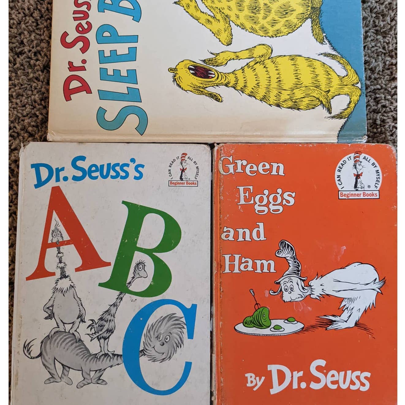 Vintage 1960s Lot 5 Childrens Dr. Seuss Beginner Books Sleep, ABC, Green Eggs